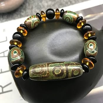 金運 仕事運正宗西藏三目天珠天然礦石辟邪護身轉運手串 Amazon.com: QianKao 1 件西藏玛瑙三眼天珠手复古风藏老人人马带